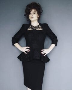 Helena Bonham Carter:in a black classuc dress
