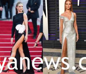 sexy high slit dress: Rosie Huntington-Whiteley Fashion