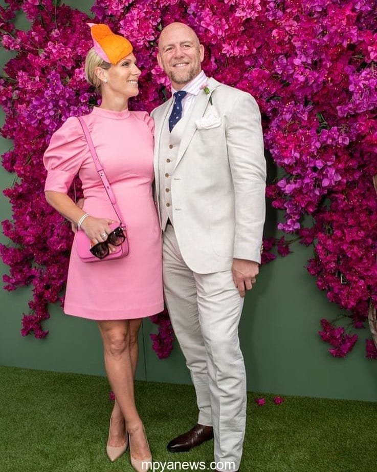 Zara Tindall: on a pink dress and mike on a gry suit