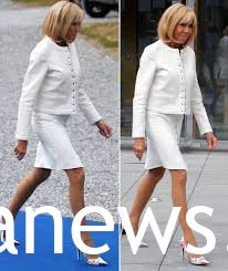 sexy in white dress: Brigitte Macron Fashion