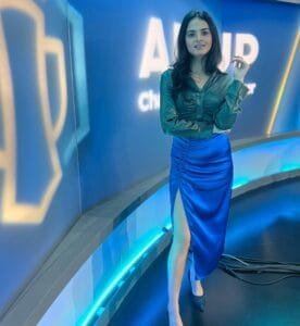 Tania Sachdev:in high slit dress
