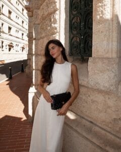 Emily Canham:in a white dress