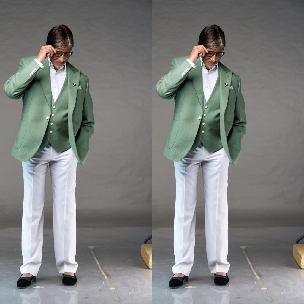 Amitabh Bachchan Fashion:in green and white suit