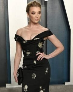 Natalie Dormer Tattoo:in a classic black dress
