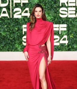 Alessandra Ambrosia:in a red dress