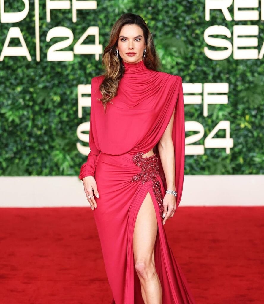 Alessandra Ambrosia:in a red dress