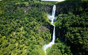 Peaceful Waterfall Scene In Aberdare National Park Trail: