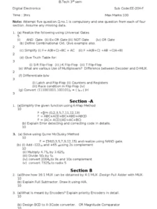 Electronics Exam Past Paper