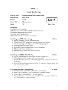 Microprocessors Exam Past Paper