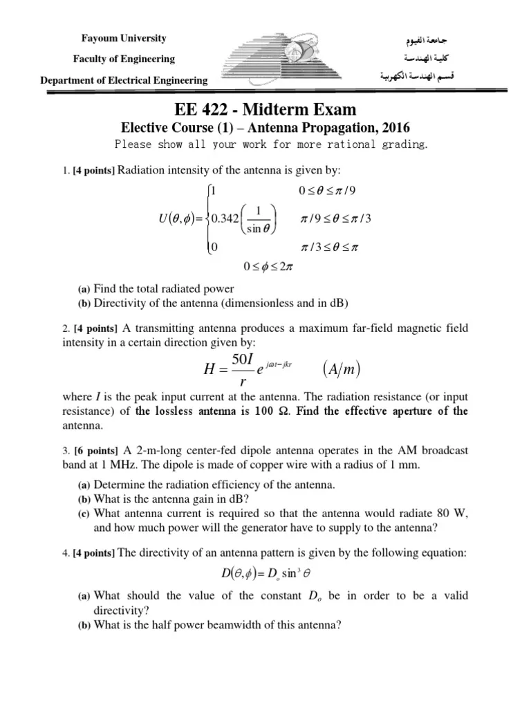 Antenna Theory And Practice Exam Past Paper