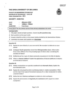 Robotics And Automation Exam Past Paper