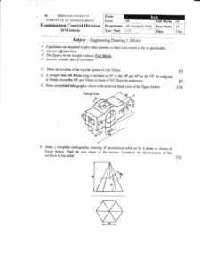 Engineering Drawing I Exam Past Paper