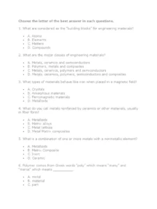 Materials Science Exam Past Paper