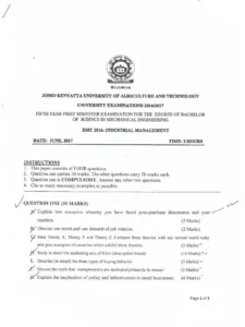 Mechanical Technology And Practice I Exam Past Paper