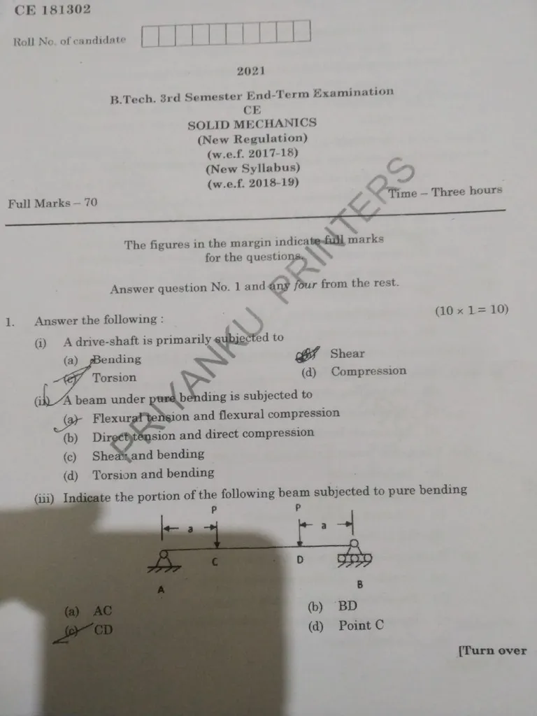 Download Solid And Structural Mechanics II Exam Past Paper
