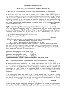 Mechanics Of Machine II Exam Past Paper