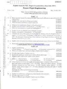 Power Plant Technology Exam Past Paper