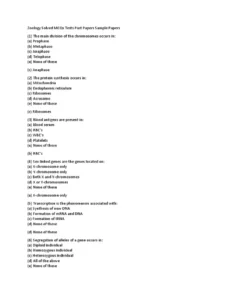 Zoology Exam Past Paper