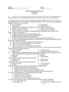 Vegetable Crops Exam Past Paper