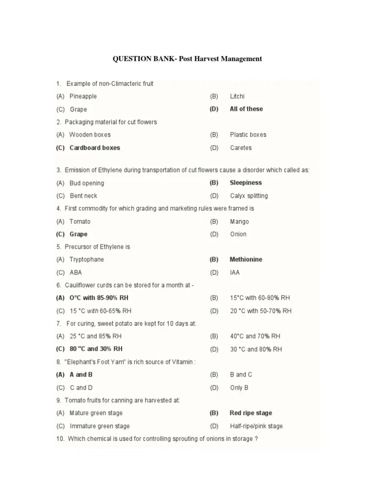 Post Harvest Handling Of Animals Exam Past Paper