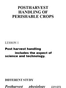 Postharvest Physiology Of Perishable Commodities Exam Past Paper