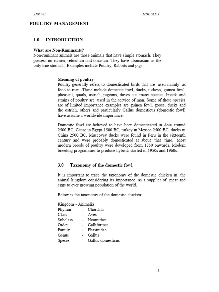 Non-Ruminant Production Systems Exam Past Paper