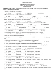 Routine Livestock Practices Exam Past Paper