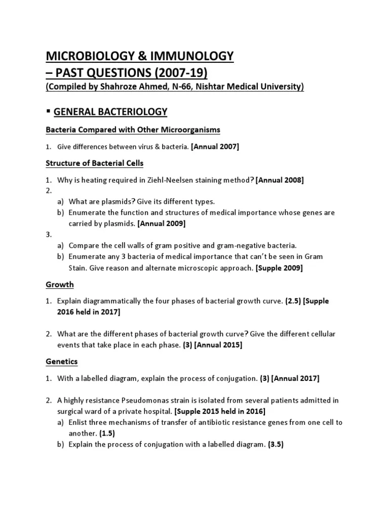 Bacteriology And Mycology 1 Exam Past Paper