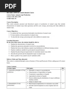 Annual And Perennial Crops Production Exam Past Paper