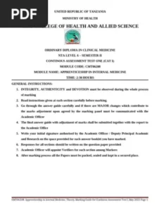 Internal Medicine II (Upgrading) Exam Past Paper