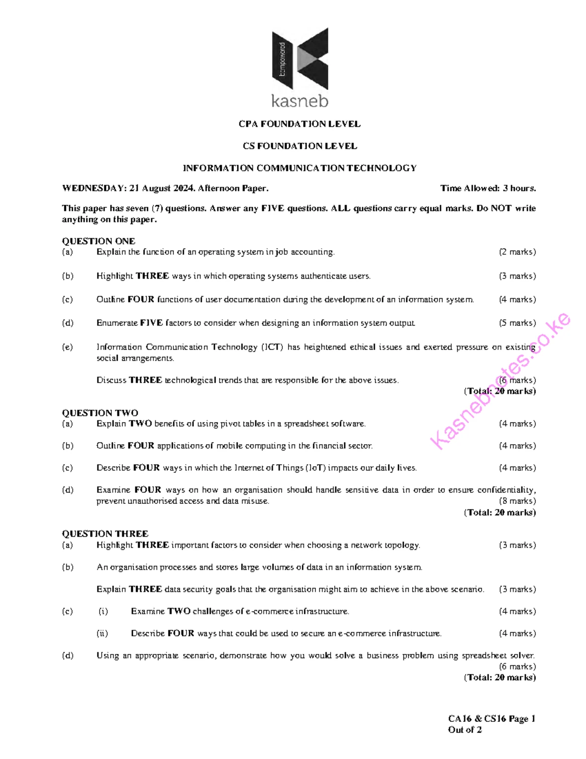 Download Trends In Information Technology Exam Past Paper - MPYA NEWS
