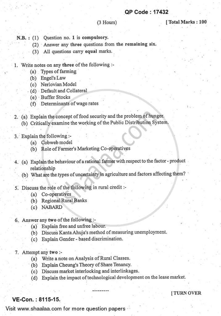 Introduction To Agricultural Economics Exam Past Paper
