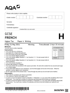 French I Exam Past Paper