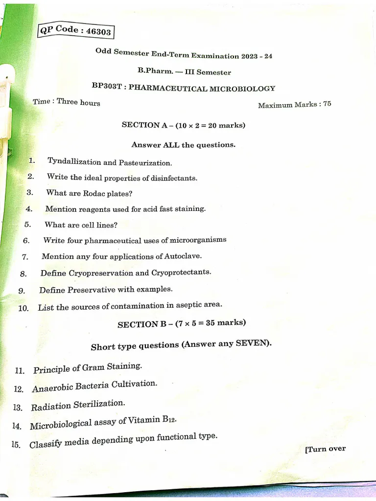 Principles Of Microbiology Exam Past Paper