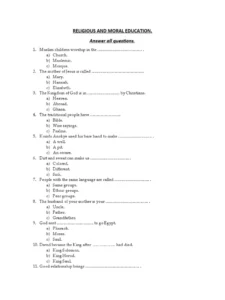 Ethics And Christian Morality Exam Past Paper