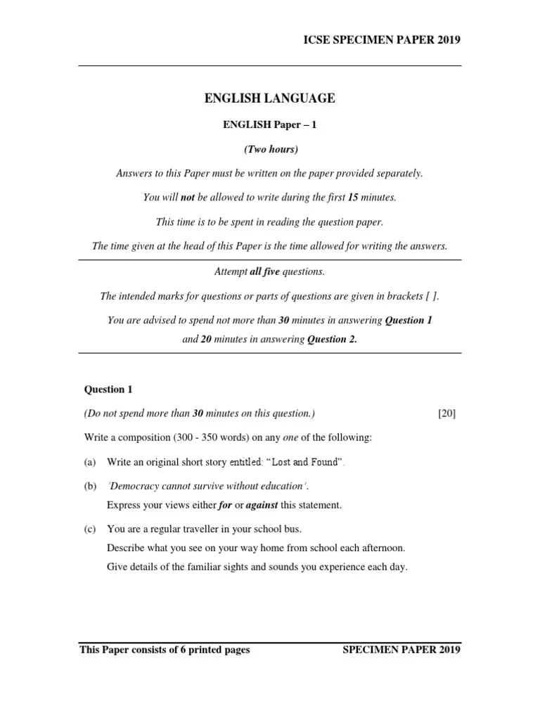 Introduction To The Description Of English Exam Past Paper