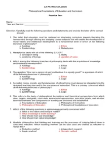 Philosophy OF Education Exam Past Paper