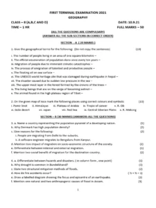 Population Geography Exam Past Paper