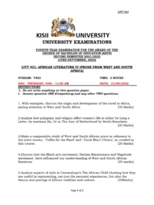 South African Literature Exam Past Paper