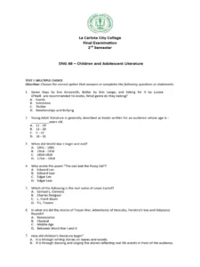 Download Children's Literature Exam Past Paper