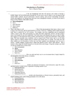 Introduction To Psychology Exam Past Paper