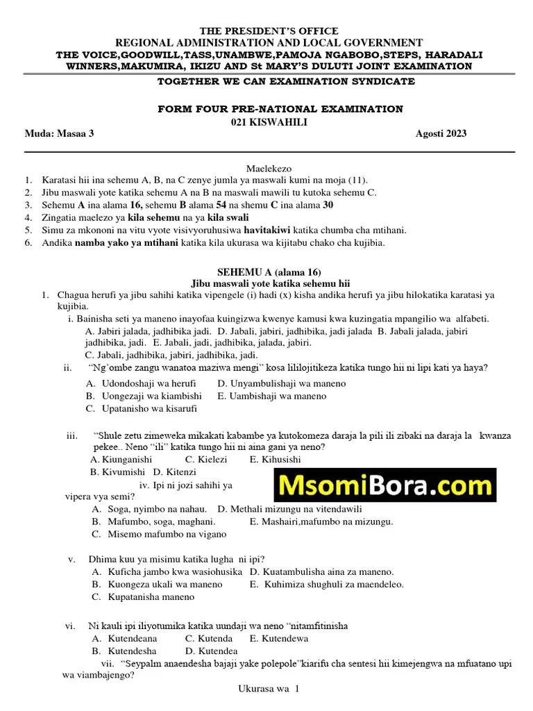 Download Special Methods In Kiswahili Exam Past Paper 6 Download Special Methods In Kiswahili Exam Past Paper Special-Methods-In-Kiswahili-Exam-Past-Paper-Mpya-News