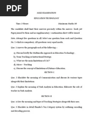 Educational Communication And Technology Exam Past Paper