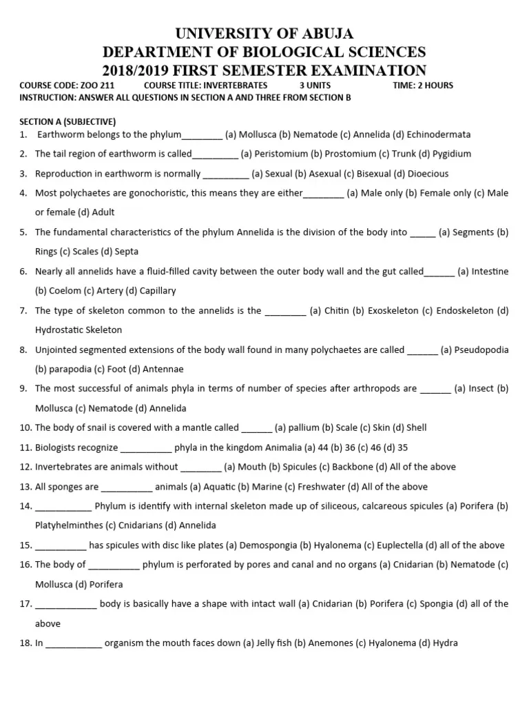 Download Invertebrate Zoology Exam Past Paper 2 Download Invertebrate Zoology Exam Past Paper Invertebrate-Zoology-Exam-Past-Paper-Mpya-News