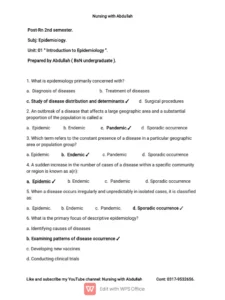 Special And Emerging Trends In Epidemiology Exam Past Paper