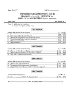 IT Security Architecture And Design Exam Past Paper