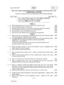 Operating Systems I Exam Past Paper