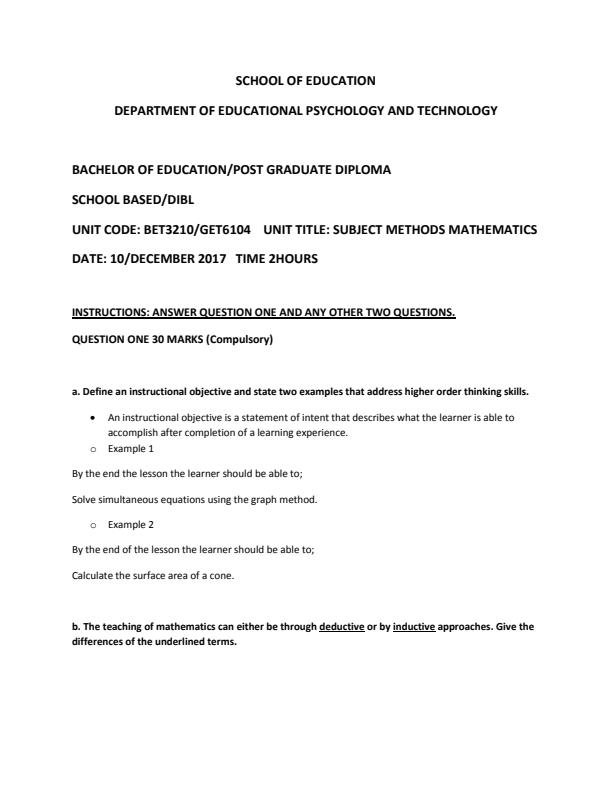 Mathematics Subject Methods