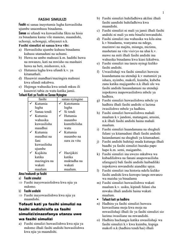 Download Past Paper On Oral Literature In Kiswahili For Revision 26 Oral Literature In Kiswahili For Revision