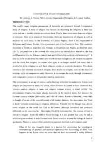 Past Paper on Comparative Study Of Religion